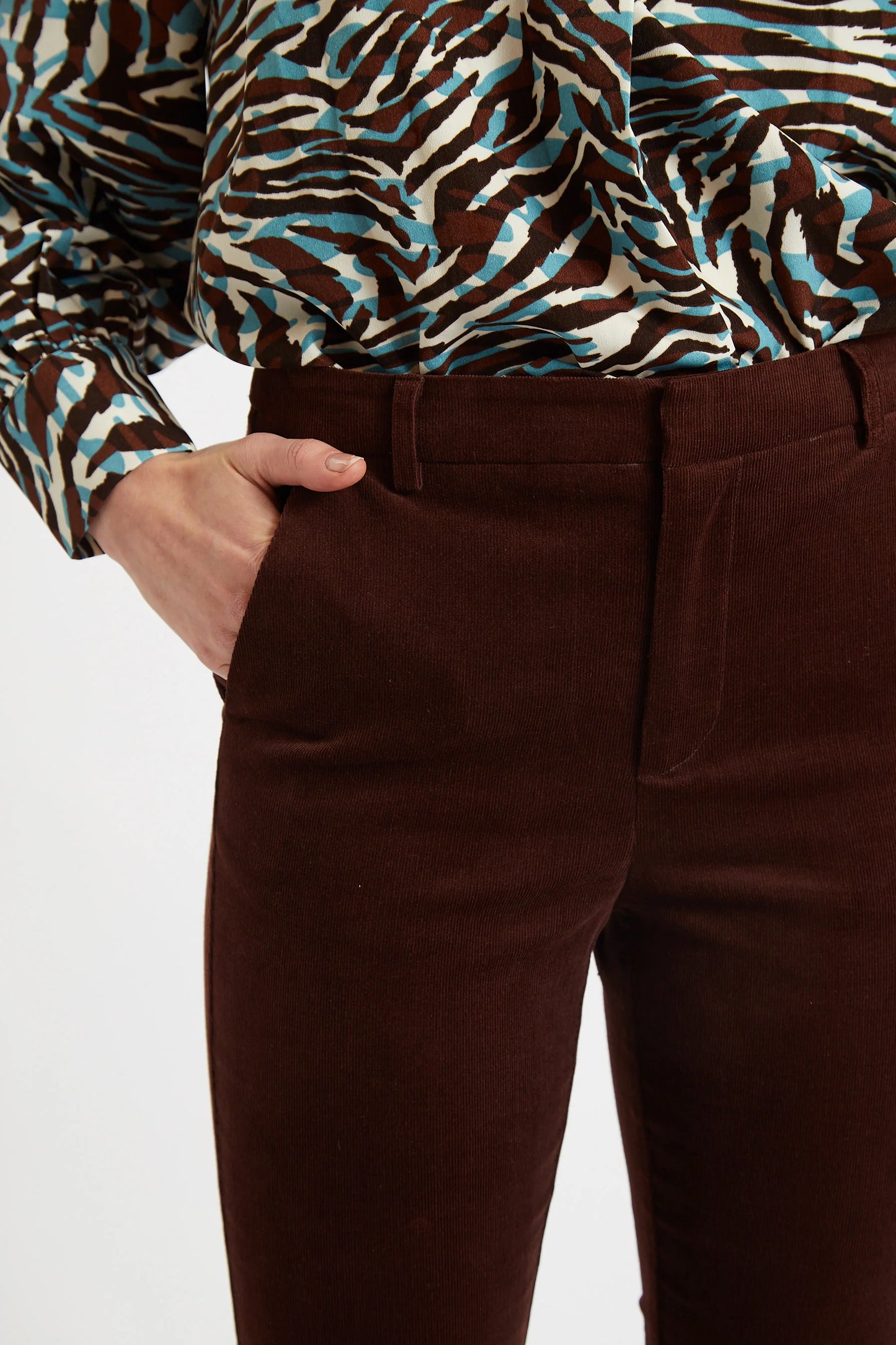 Jayelyn Baby cord Flared Trousers - Chocolate