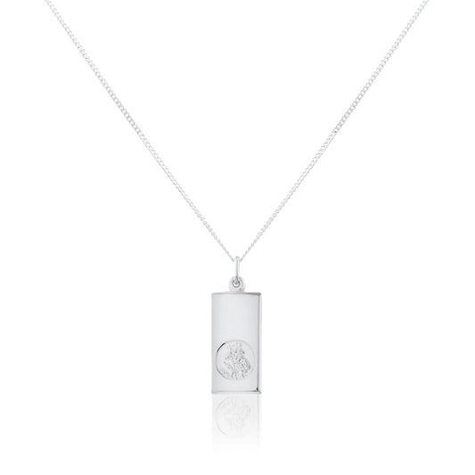 Sterling Silver Large Modern Saint Christopher Pendant Necklace 16 - 24 Inches