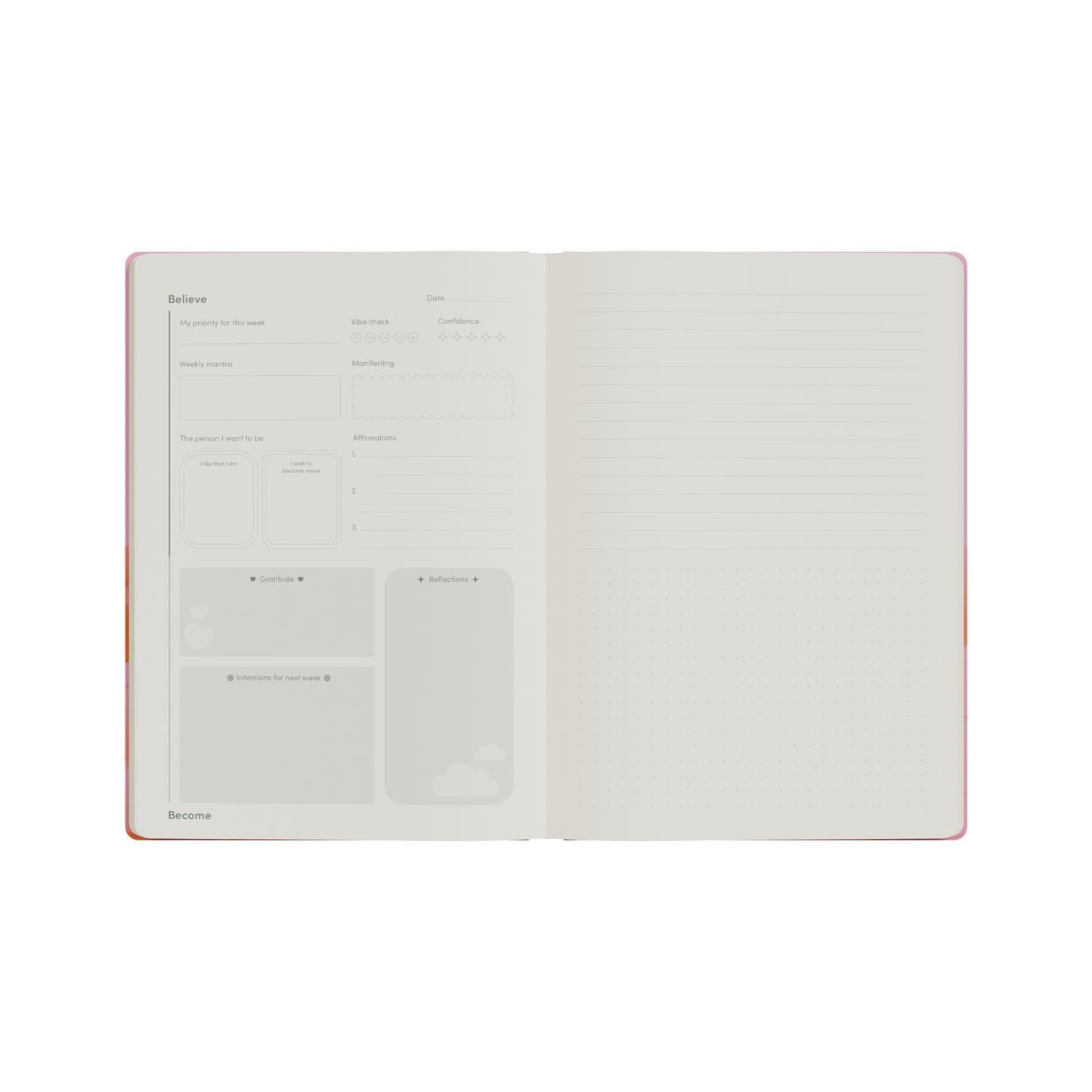 Believe and Become Manifestation Journal, A5 - Pink