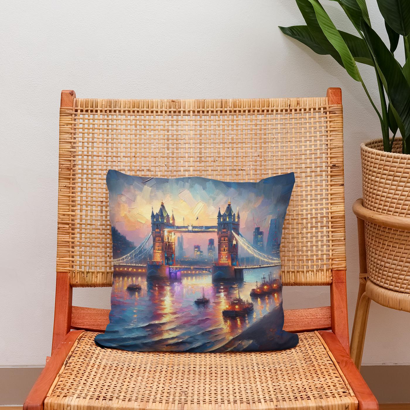 London Tower Bridge Twilight Impression Cotton Cushion