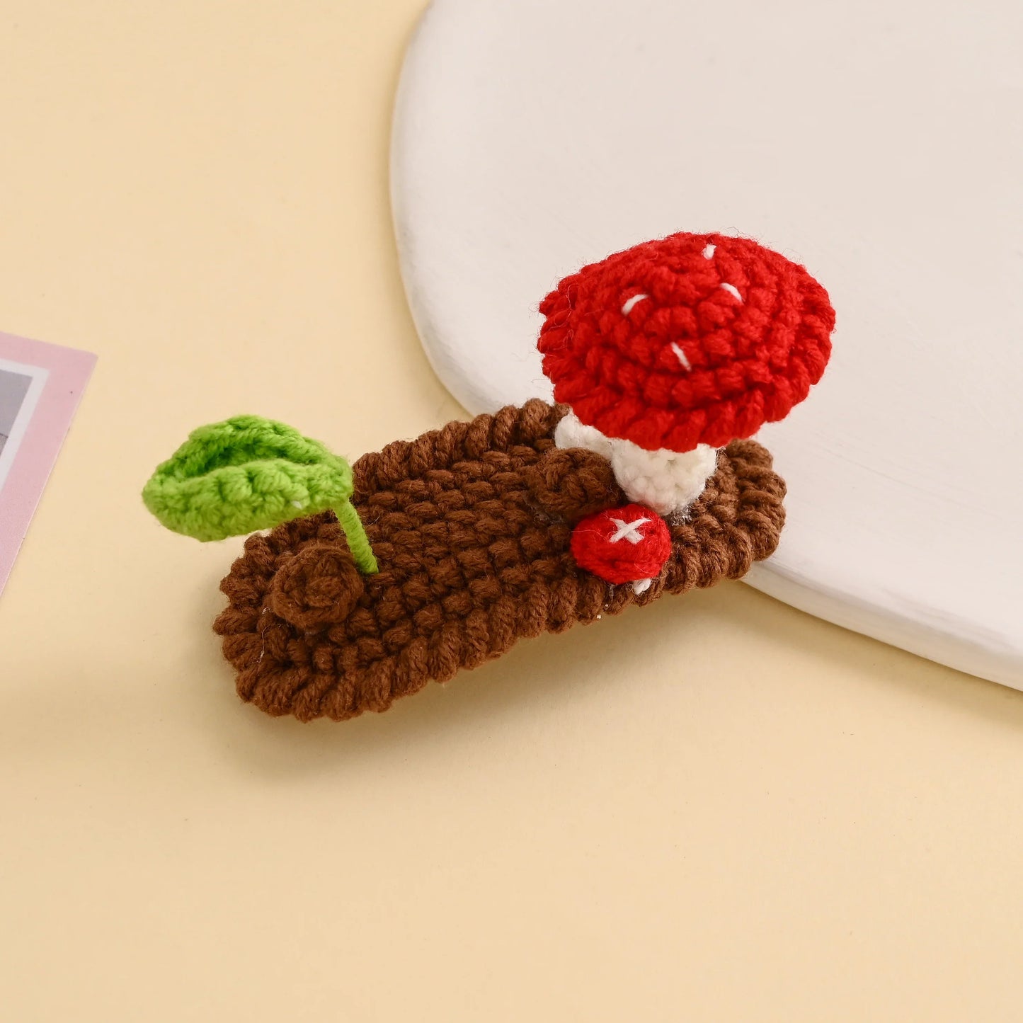Mushroom and Leaf Hair Clip
