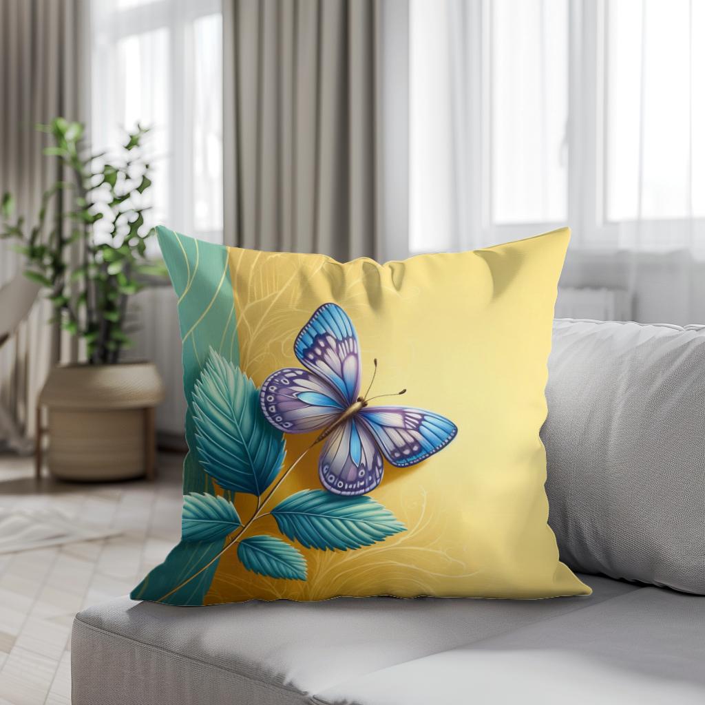 Blue Butterfly Cotton Cushion