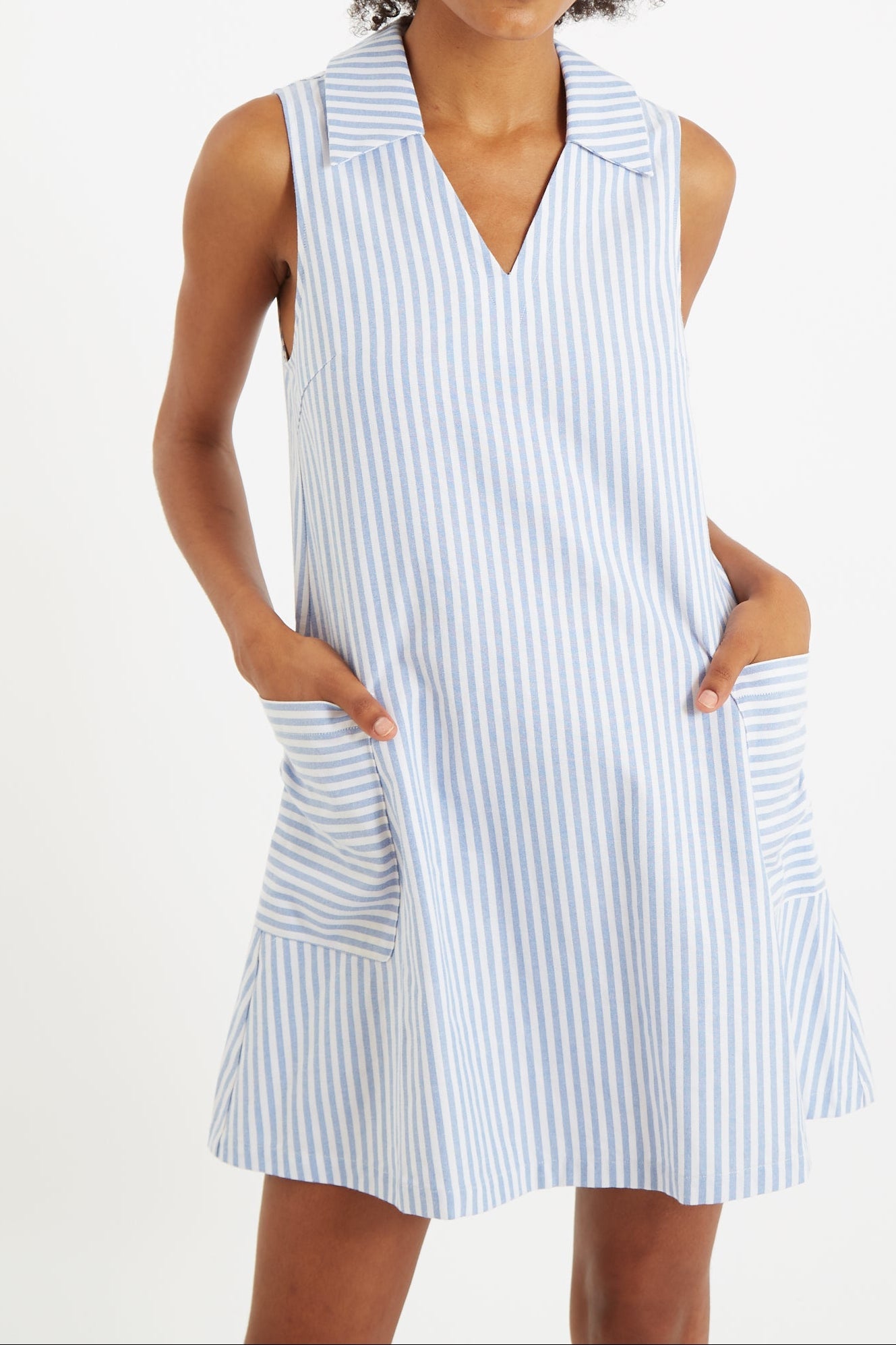 Jerrika Sail Stripe A Line Mini Dress Blue
