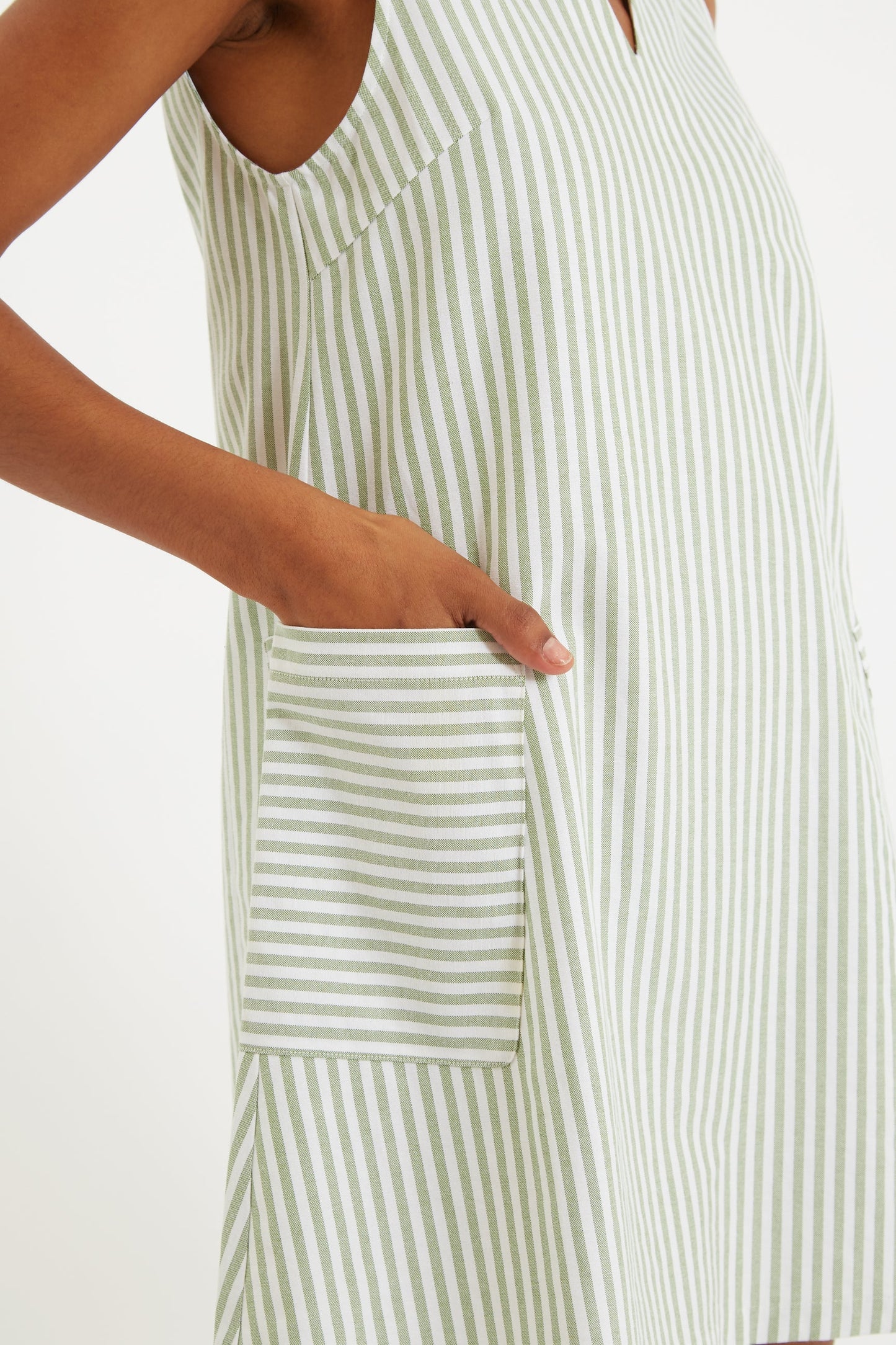 Jerrika Sail Stripe A-Line Mini Dress Green