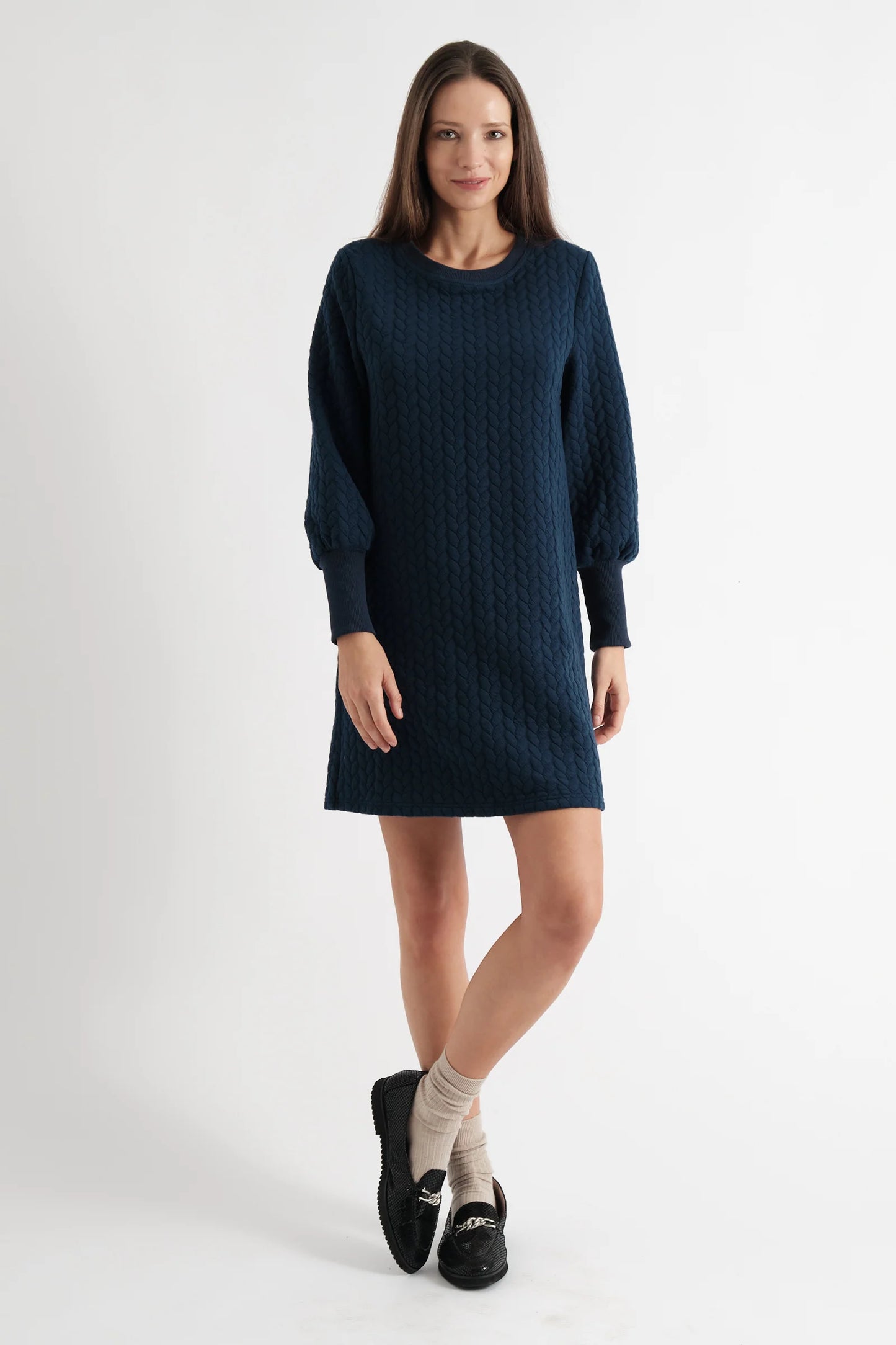 Jessika Plait Mini Dress in Navy