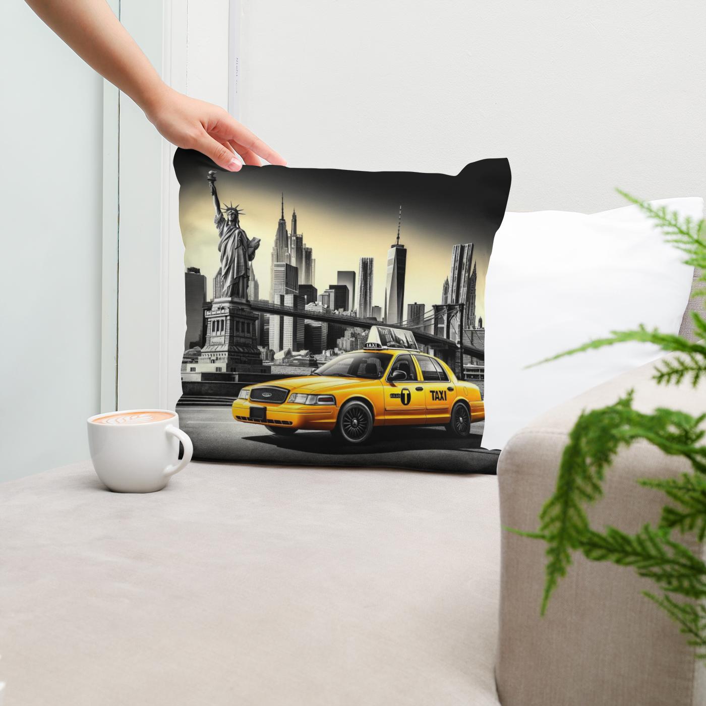 Yellow Cab in NYC Cotton Cushion
