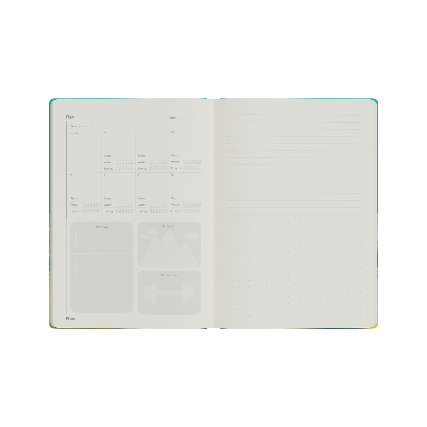 Flex and Flow Fitness Journal, A5 - Teal