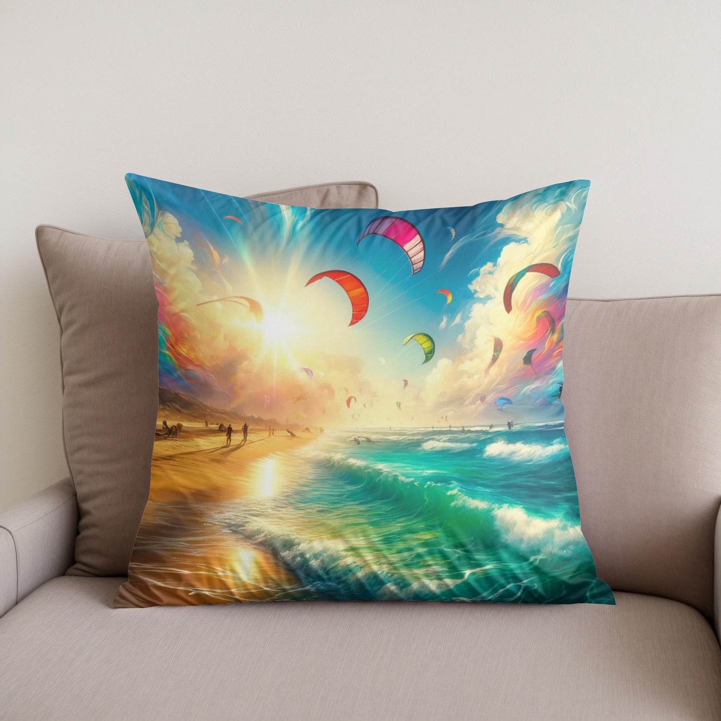 Summer Kitesurfing Bliss Cotton Cushion