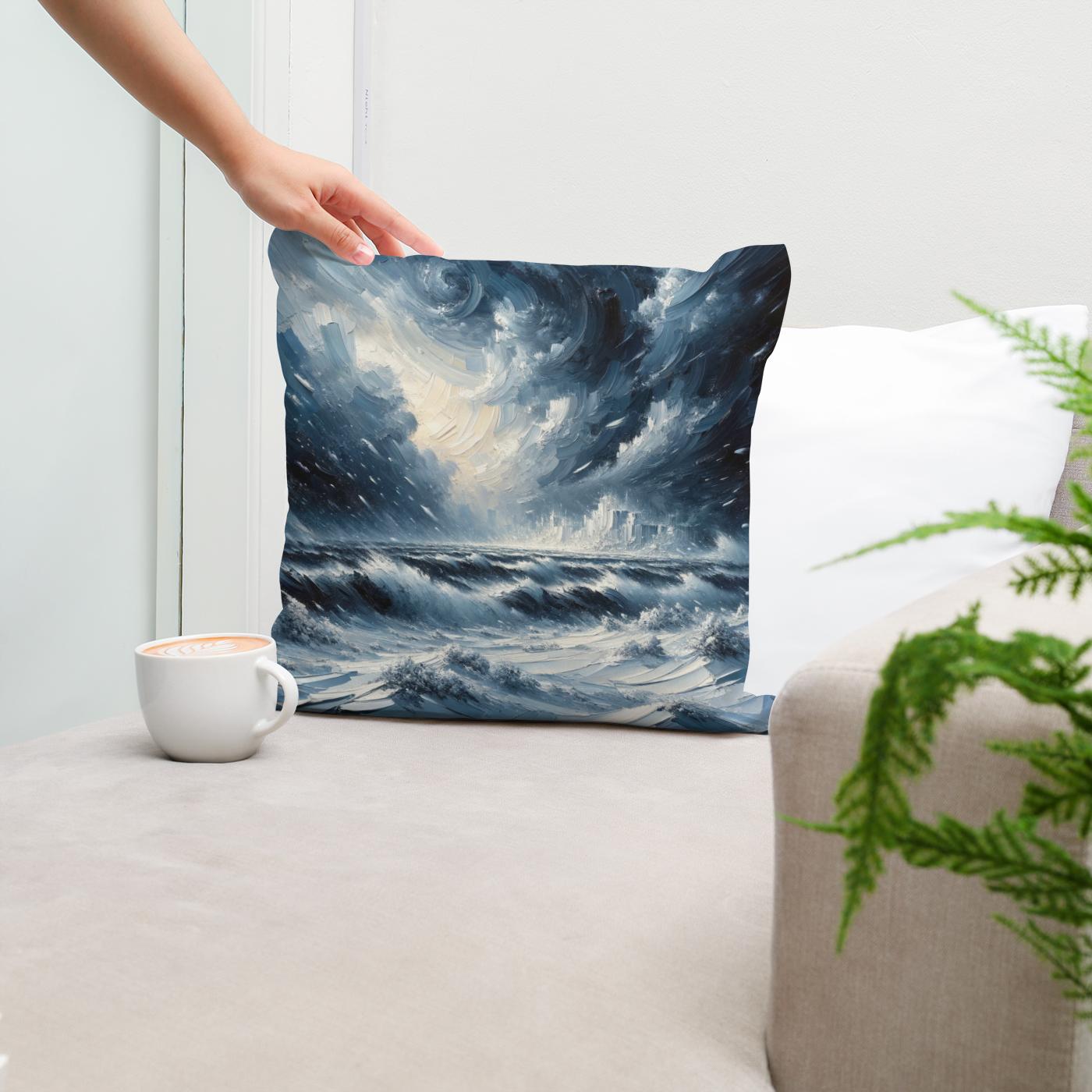 Winter's Fury Unleashed Cotton Cushion