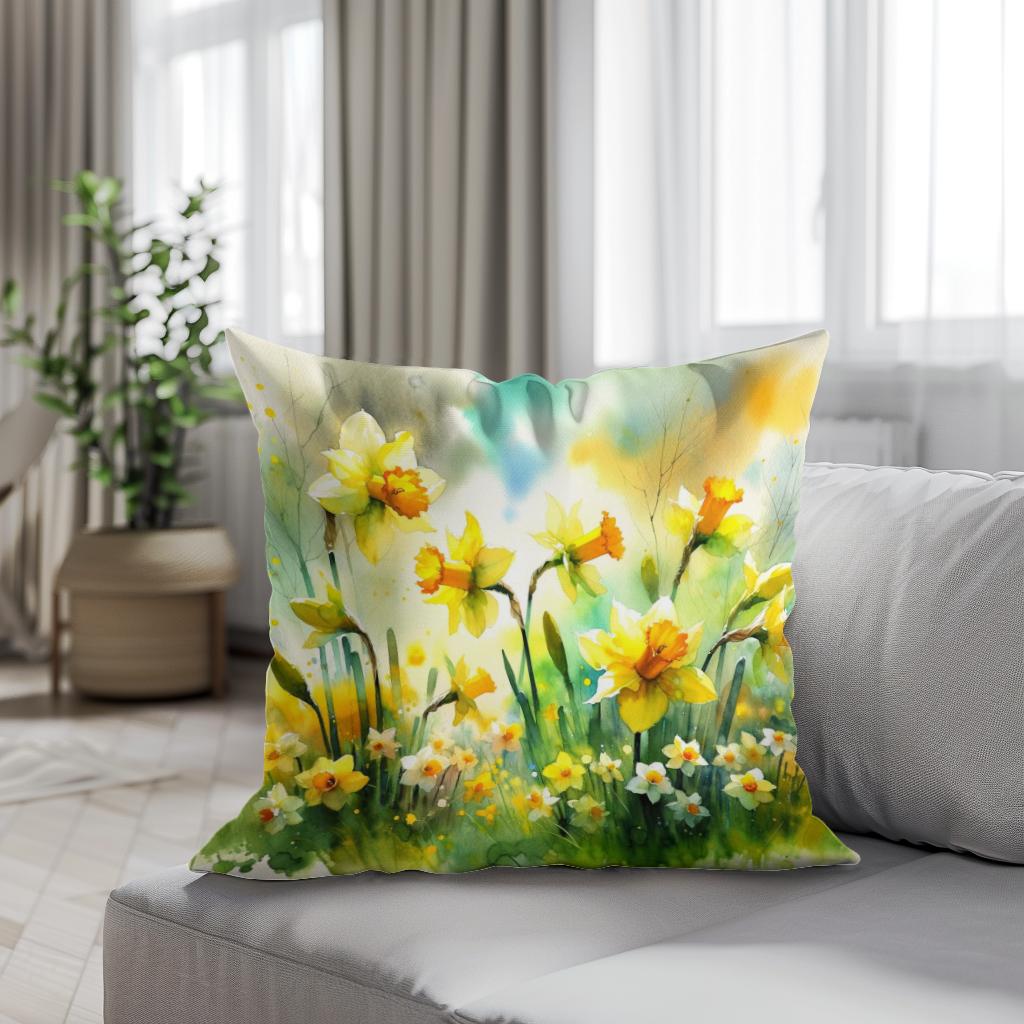 Spring's Joyful Dance Cotton Cushion