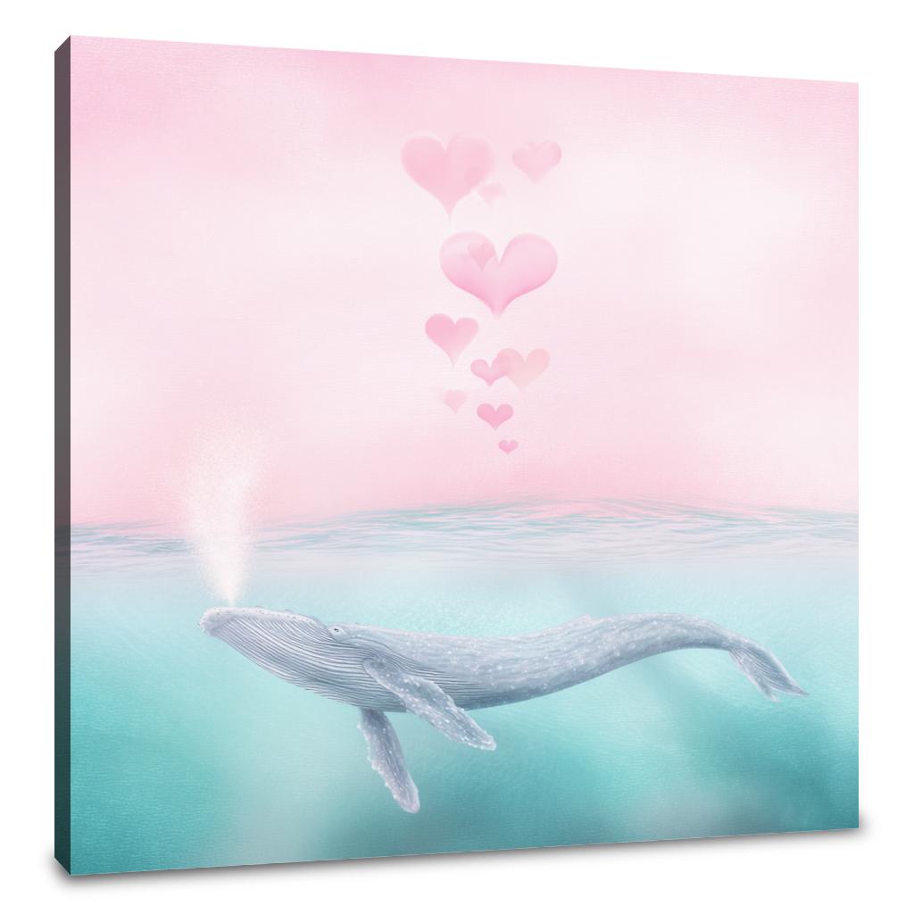 Heart Bubbles Whale Canvas