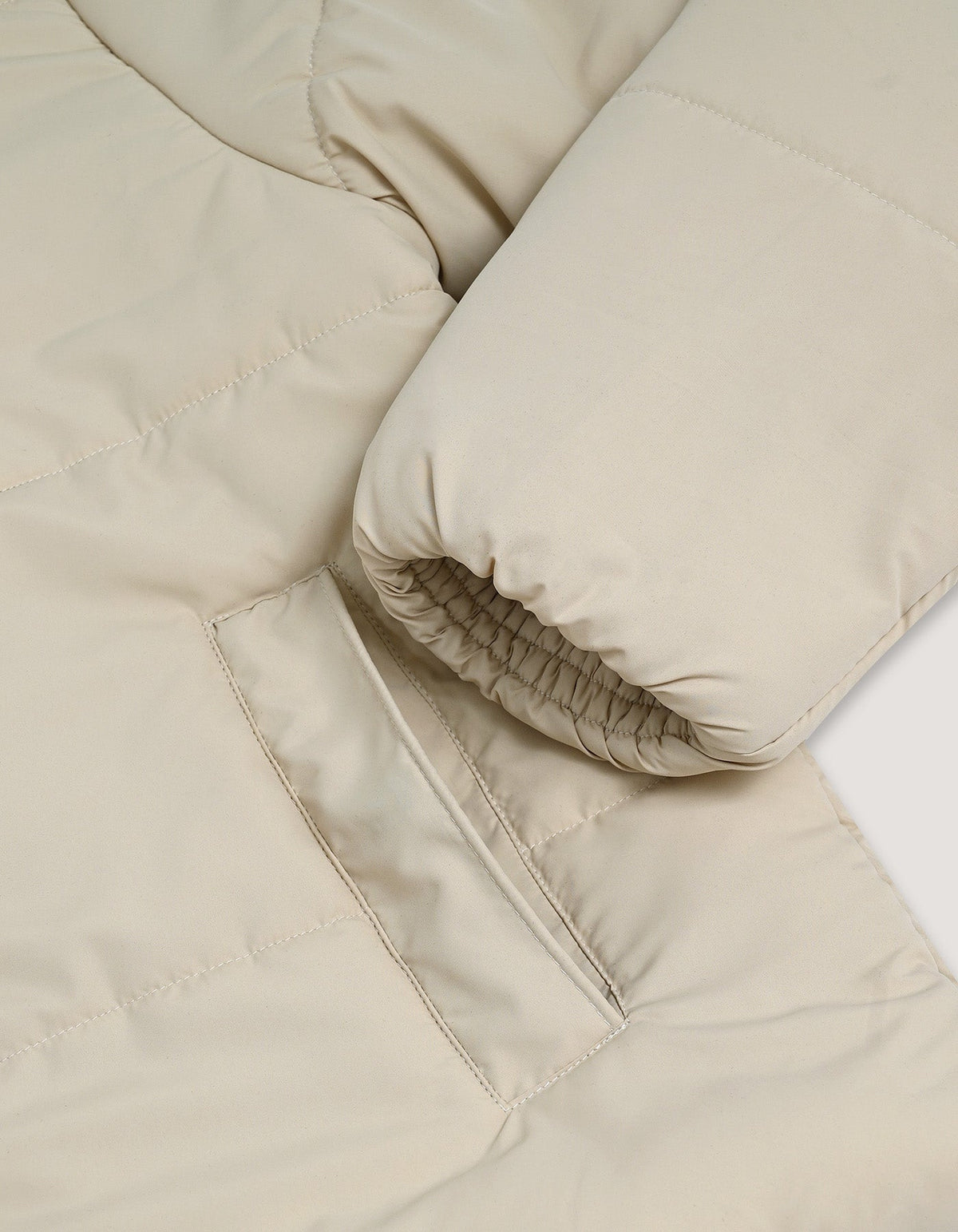 Cream Mock Neck Puffer Jacket