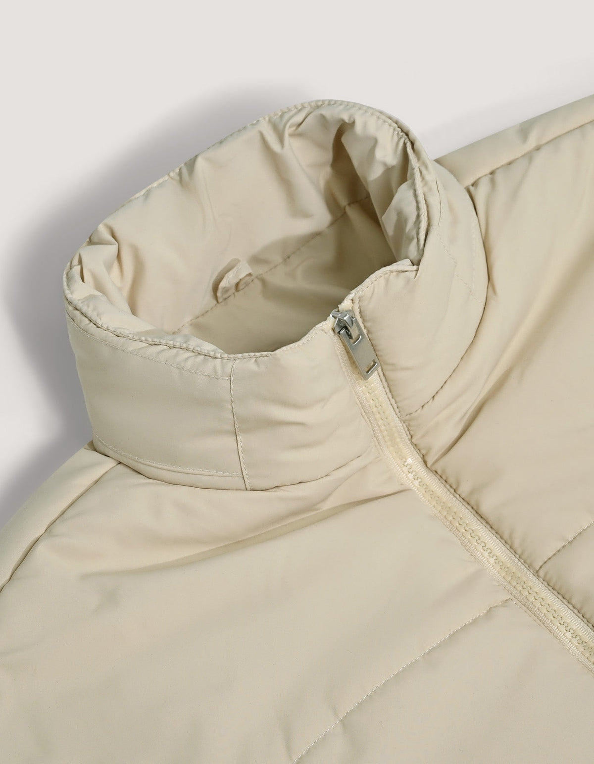 Cream Mock Neck Puffer Jacket