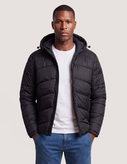 Black Hooded Puffer Jacket