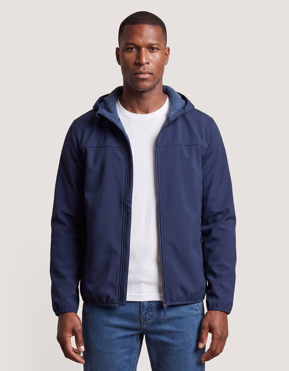 Navy Hooded Windbreaker Jacket