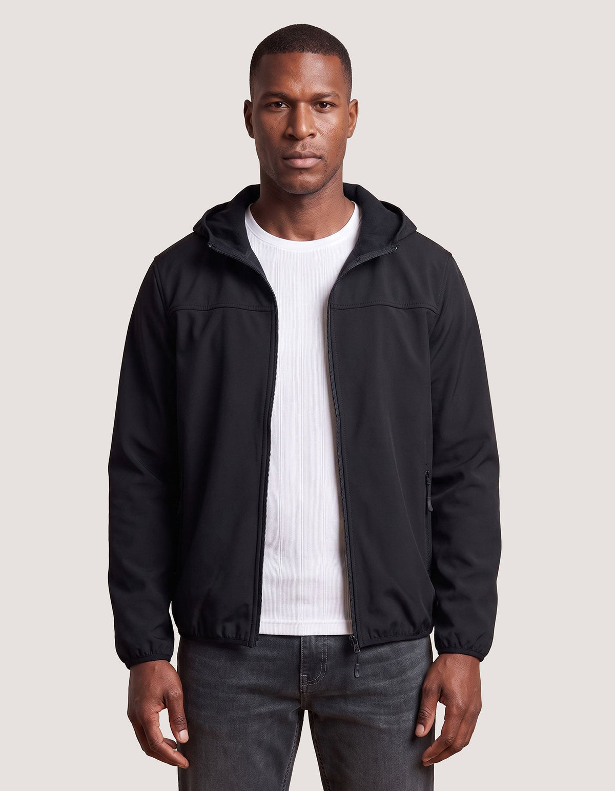 Black Hooded Windbreaker Jacket