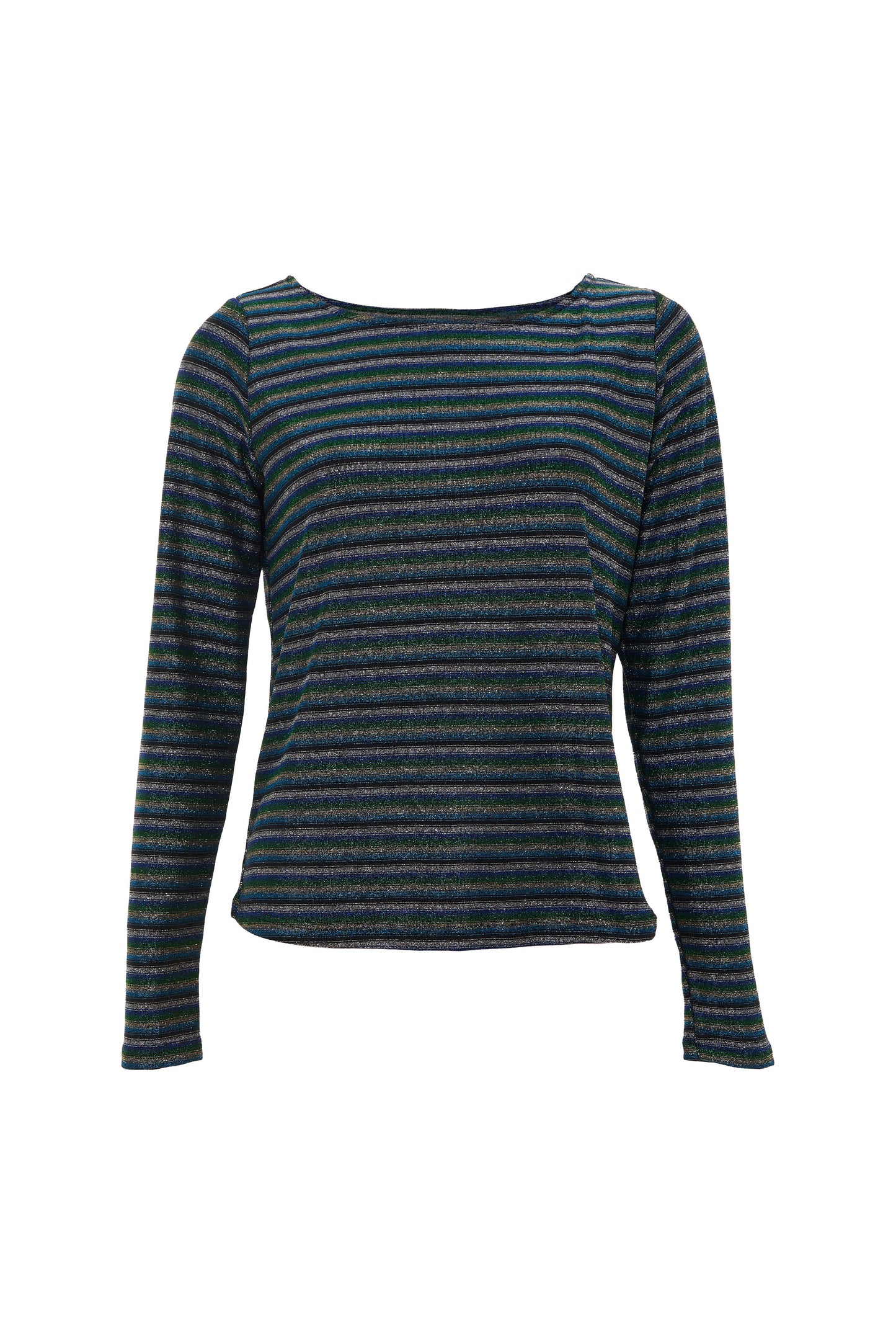 Josiane Sparkle Stripe Boat Neck Top - Silver