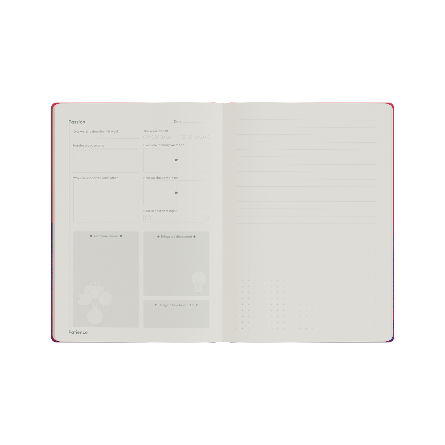 Passion and Patience Relationship Journal, A5 - Red