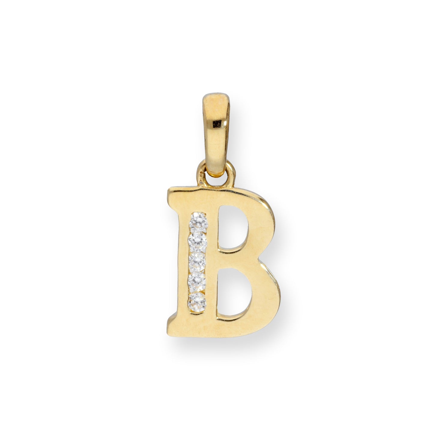 9ct Gold & Clear CZ Crystal Hanging Alphabet Letter Charm A-Z