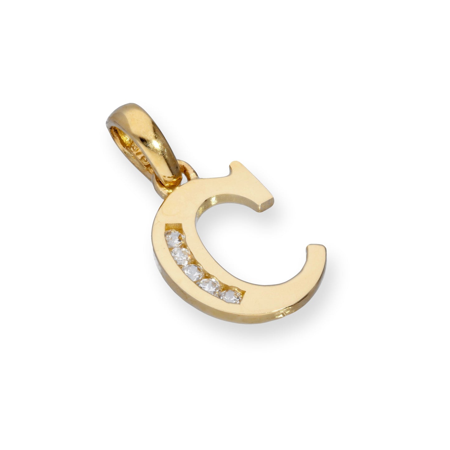 9ct Gold & Clear CZ Crystal Hanging Alphabet Letter Charm A-Z