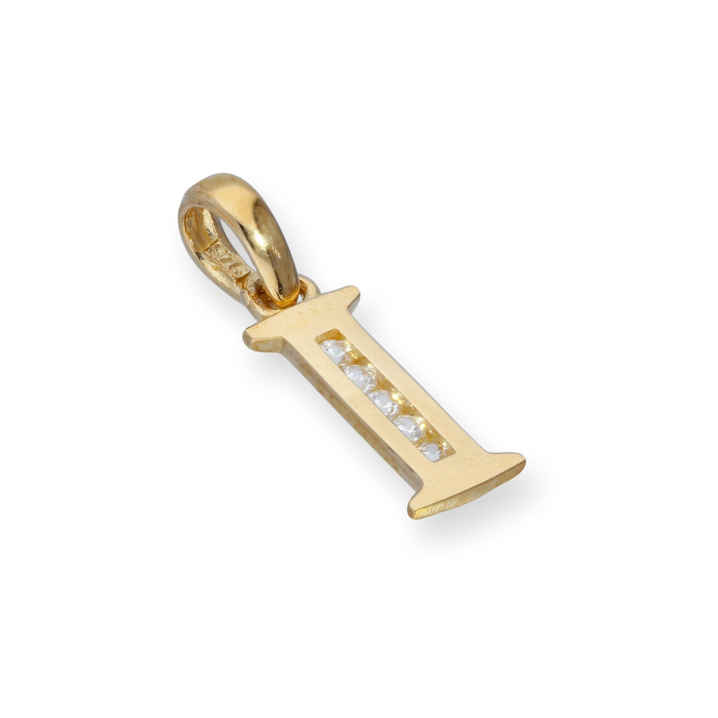 9ct Gold & Clear CZ Crystal Hanging Alphabet Letter Charm A-Z