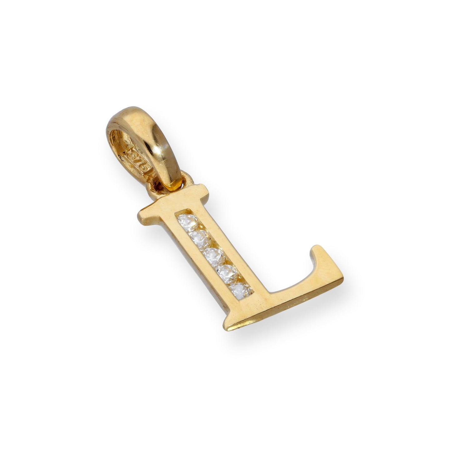 9ct Gold & Clear CZ Crystal Hanging Alphabet Letter Charm A-Z