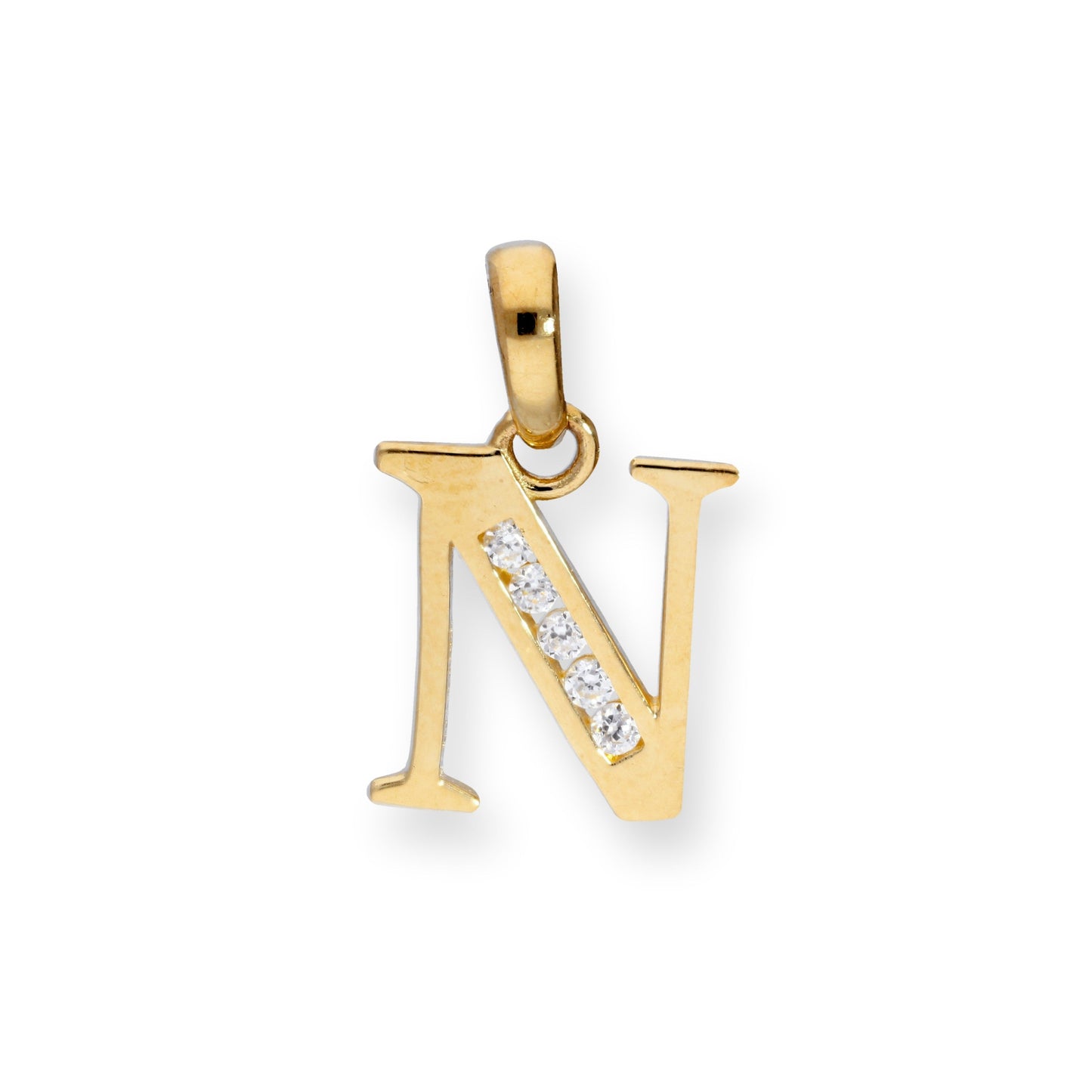 9ct Gold & Clear CZ Crystal Hanging Alphabet Letter Charm A-Z