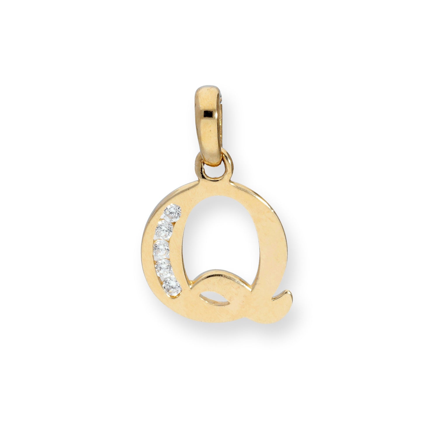 9ct Gold & Clear CZ Crystal Hanging Alphabet Letter Charm A-Z