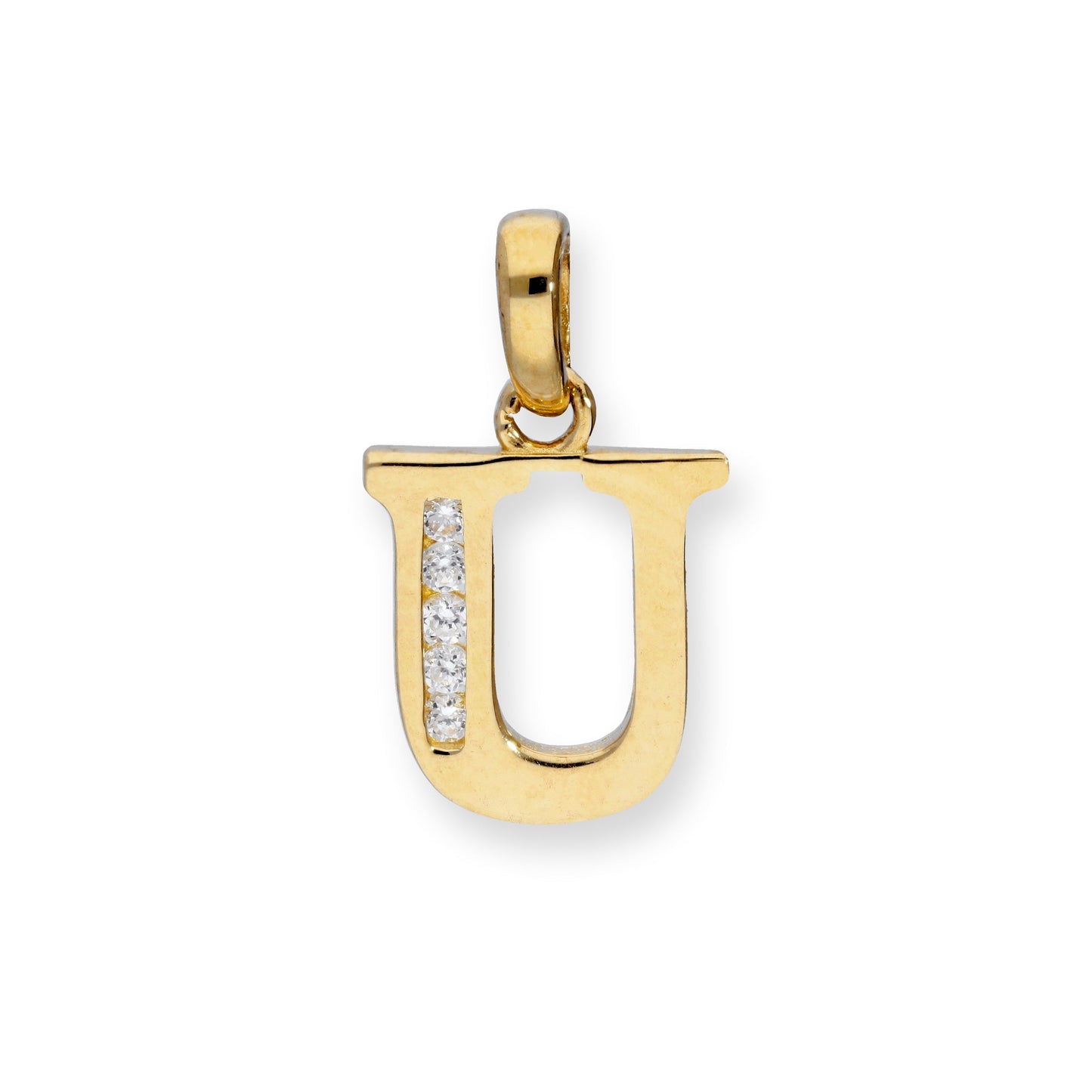 9ct Gold & Clear CZ Crystal Hanging Alphabet Letter Charm A-Z