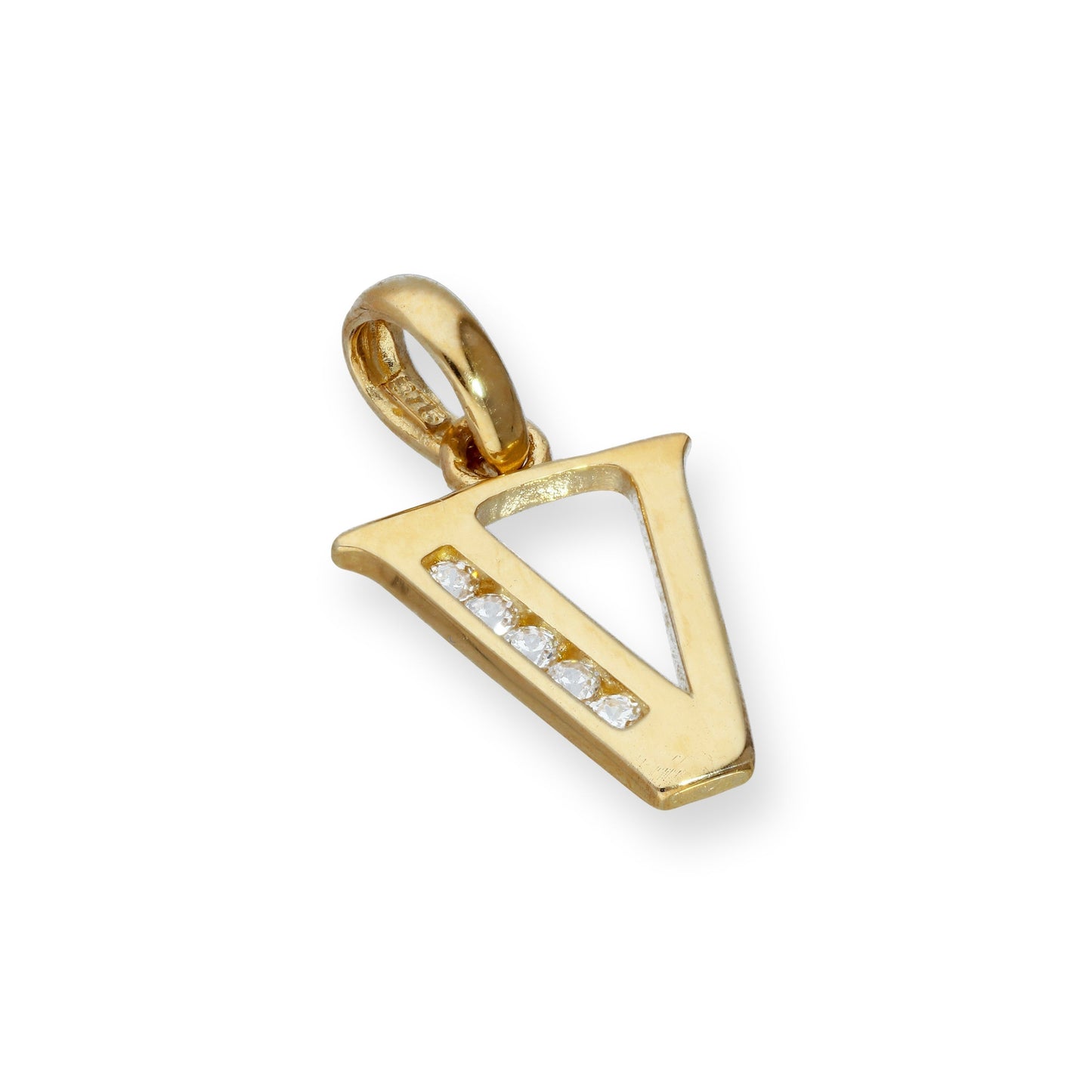 9ct Gold & Clear CZ Crystal Hanging Alphabet Letter Charm A-Z