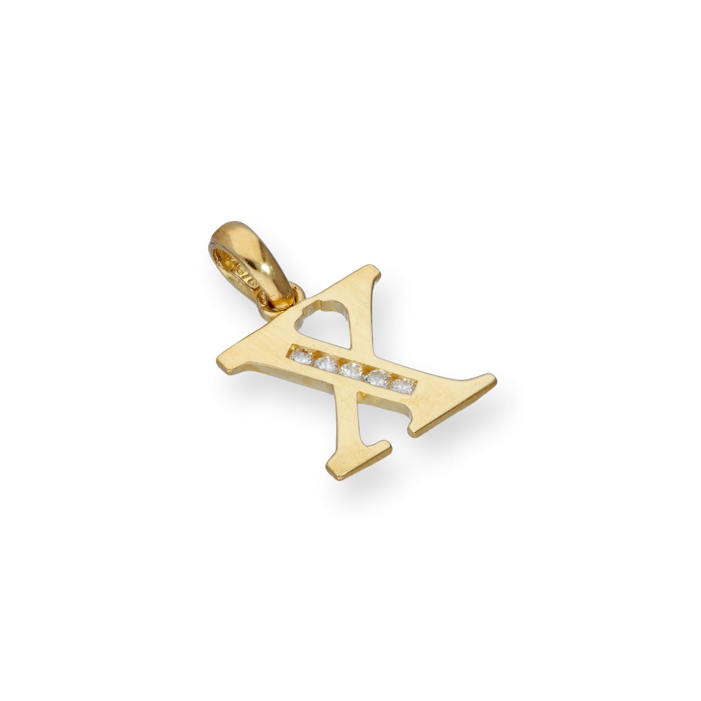 9ct Gold & Clear CZ Crystal Hanging Alphabet Letter Charm A-Z