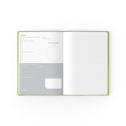 Thankful and Wishful Gratitude Journal, A5 - Green
