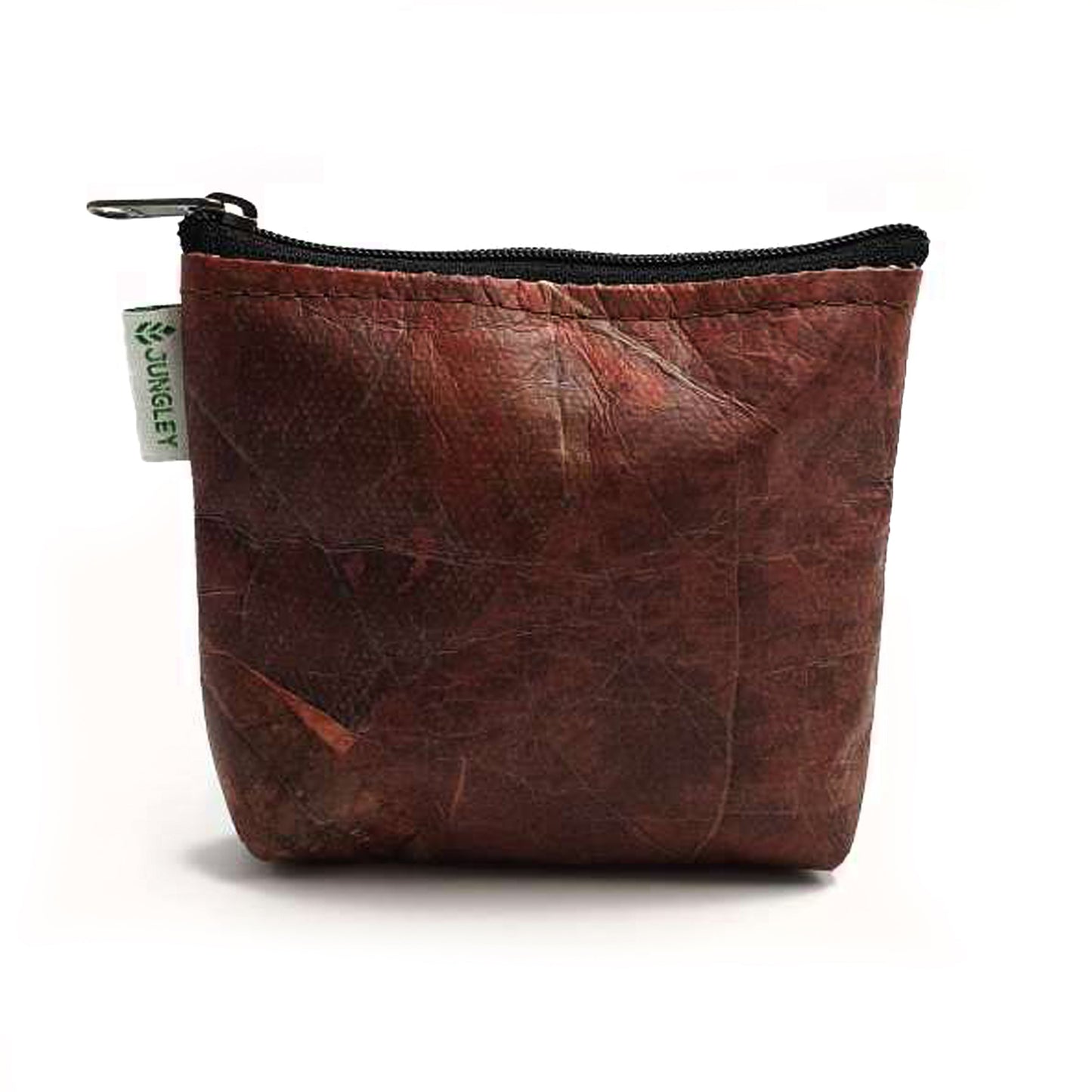 Vegan Teak Leaf Leather Straight Edge Coin Bag