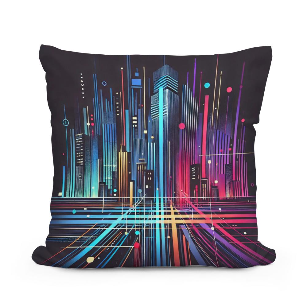 Neon City Pulse Cotton Cushion