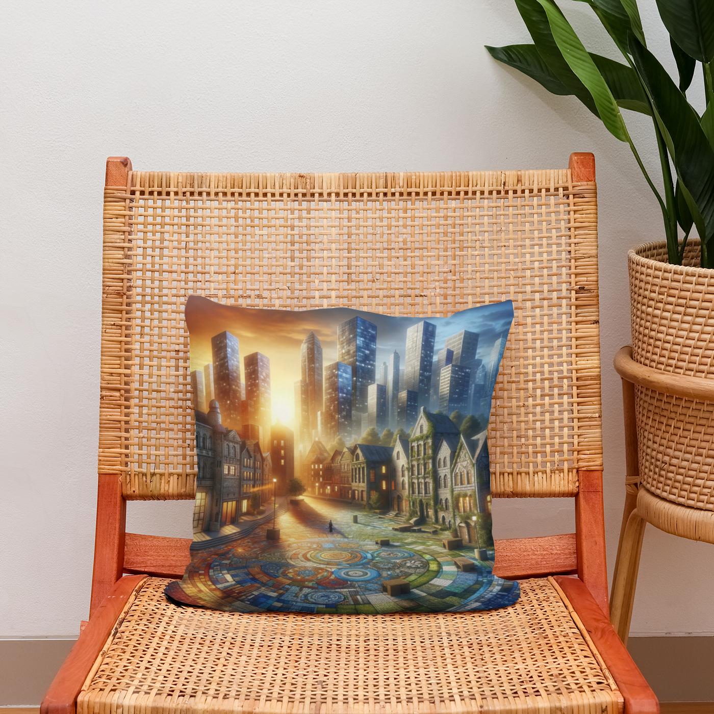 Time Mosaic Square Cotton Cushion