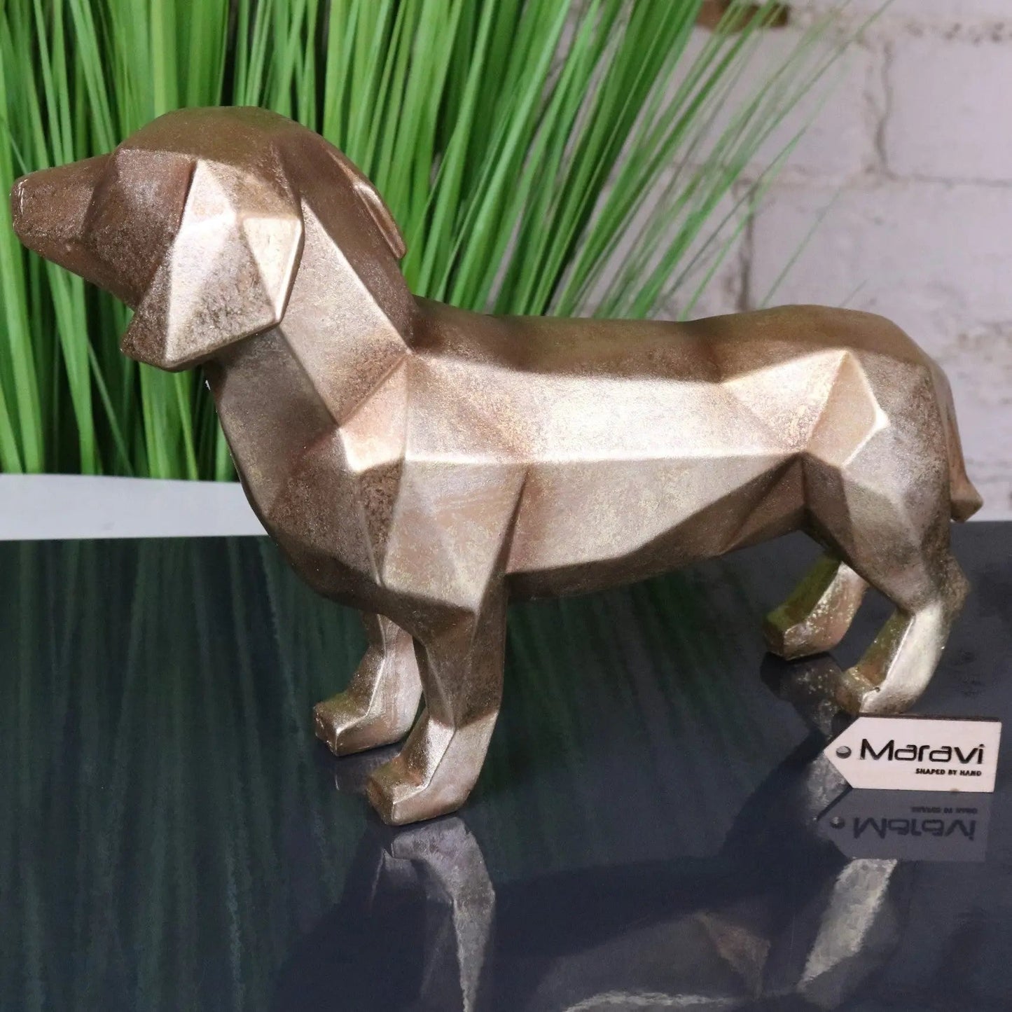 Janira Gold Geometric Sausage Dog Dachshund Ornament