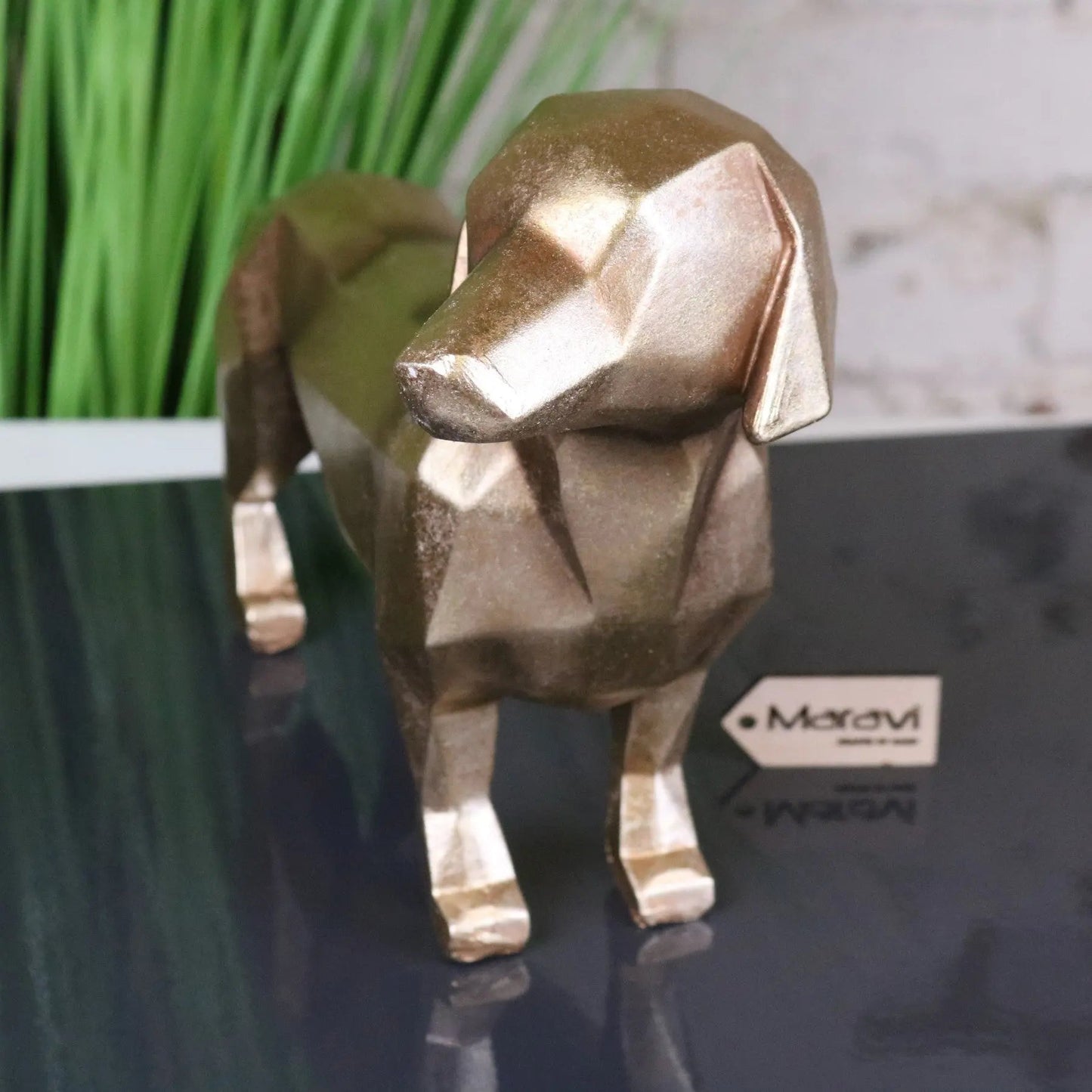 Janira Gold Geometric Sausage Dog Dachshund Ornament