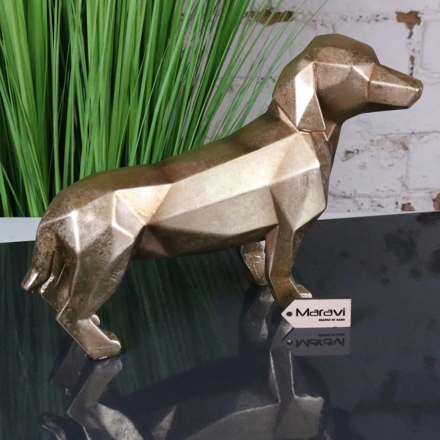 Janira Gold Geometric Sausage Dog Dachshund Ornament