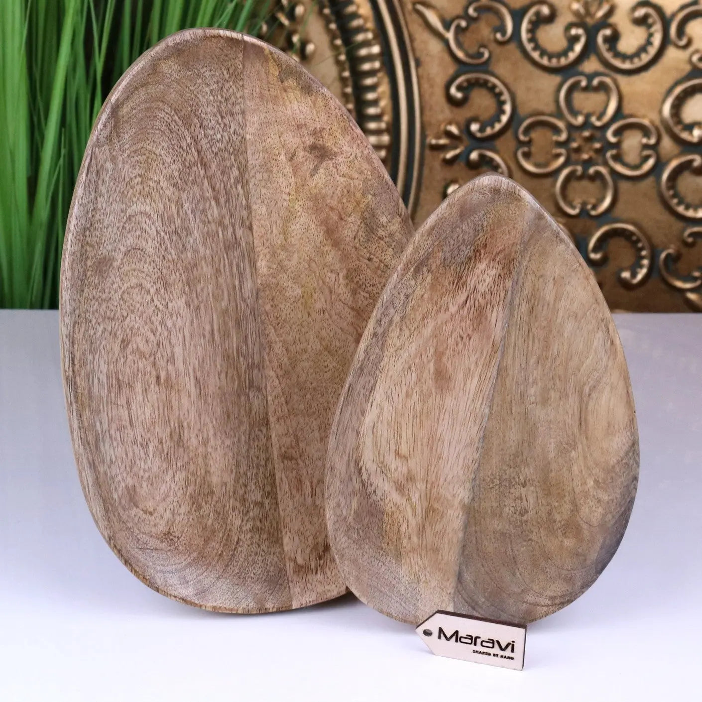 Jarita Oval Shaped Wooden Serving Dishes Set of 2