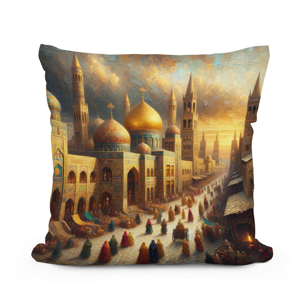 Golden City Splendor Cotton Cushion