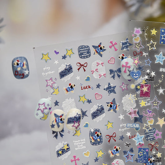 Hello Claws | Jeans Puppy Nail Deco Sticker