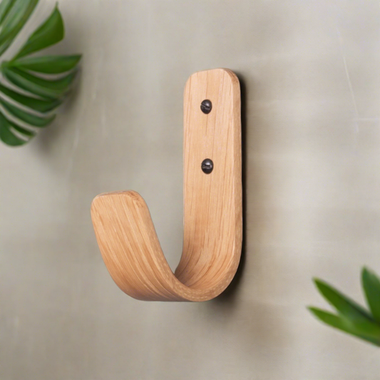 Curved Hardwood Wall Coat Hooks  - Oak