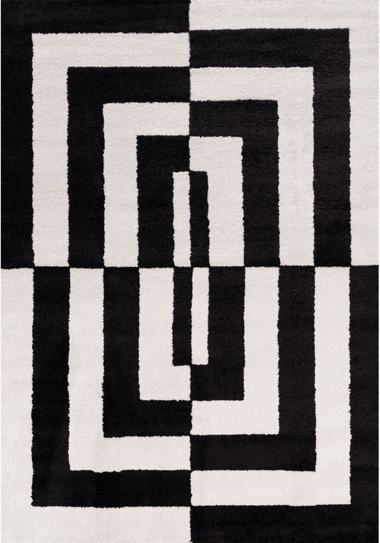 Joli Geometric Black & White Rug