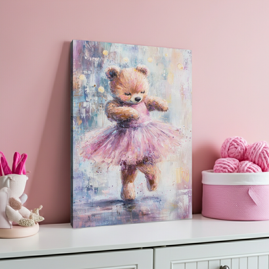 Joyful Ballerina Bear Canvas