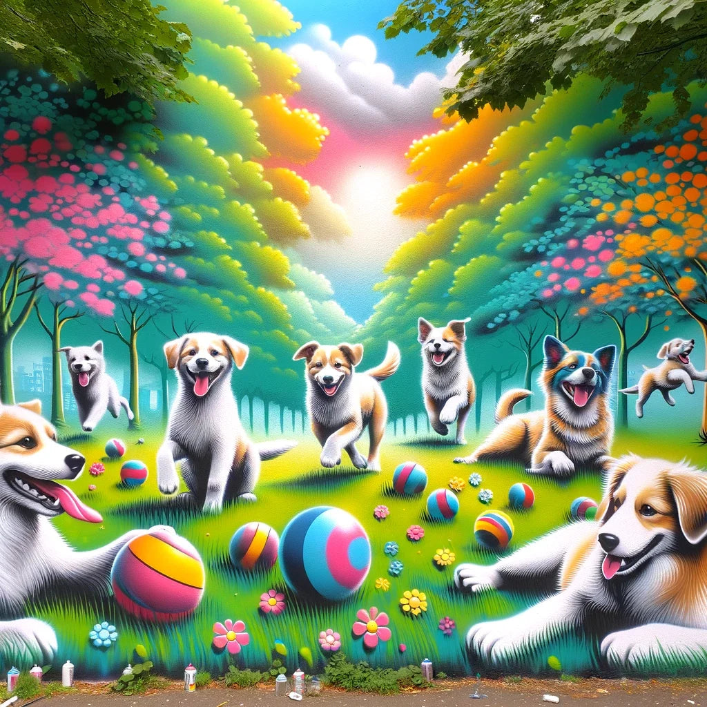 Joyful Dogs in the Park Canvas