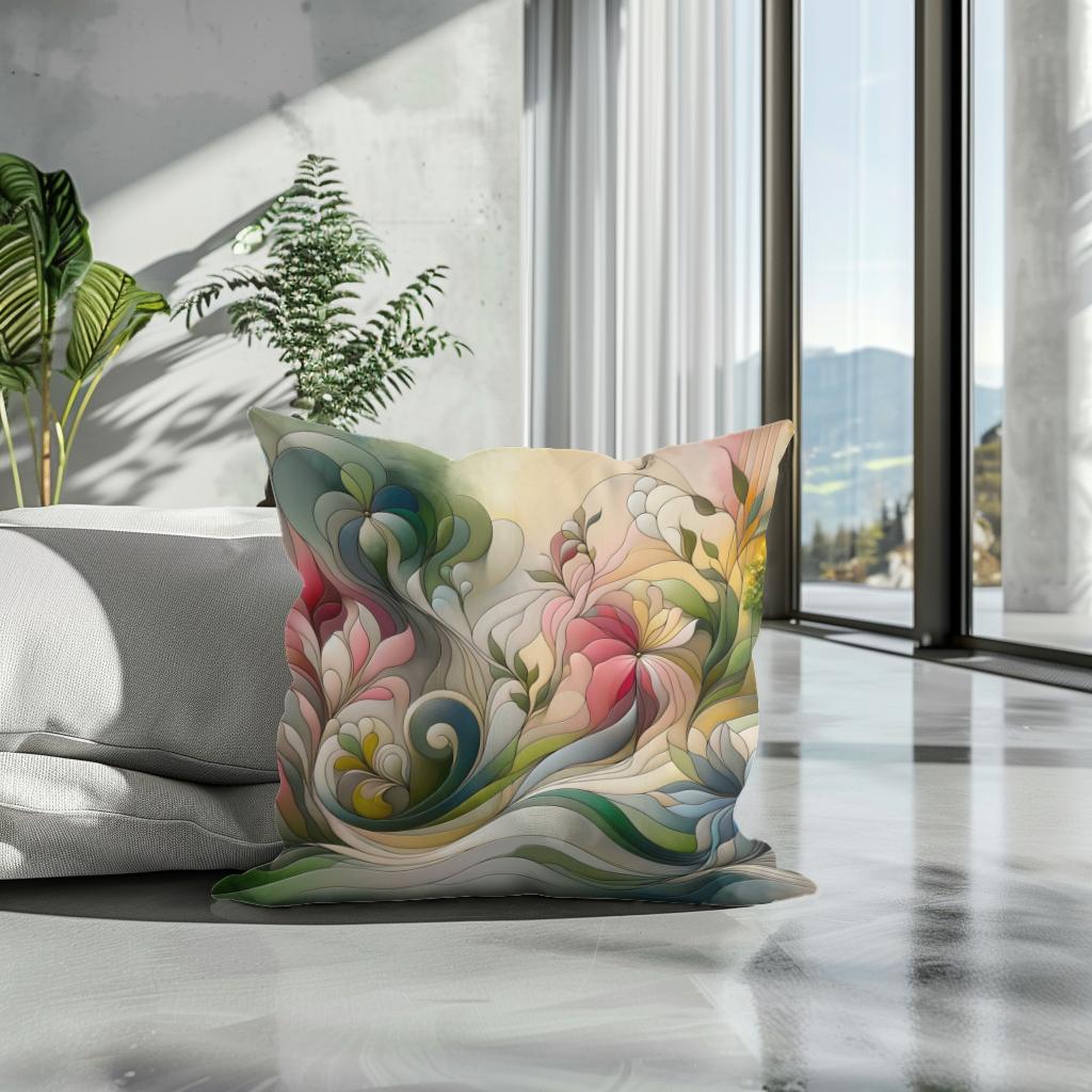 Blooming Abstraction Cotton Cushion