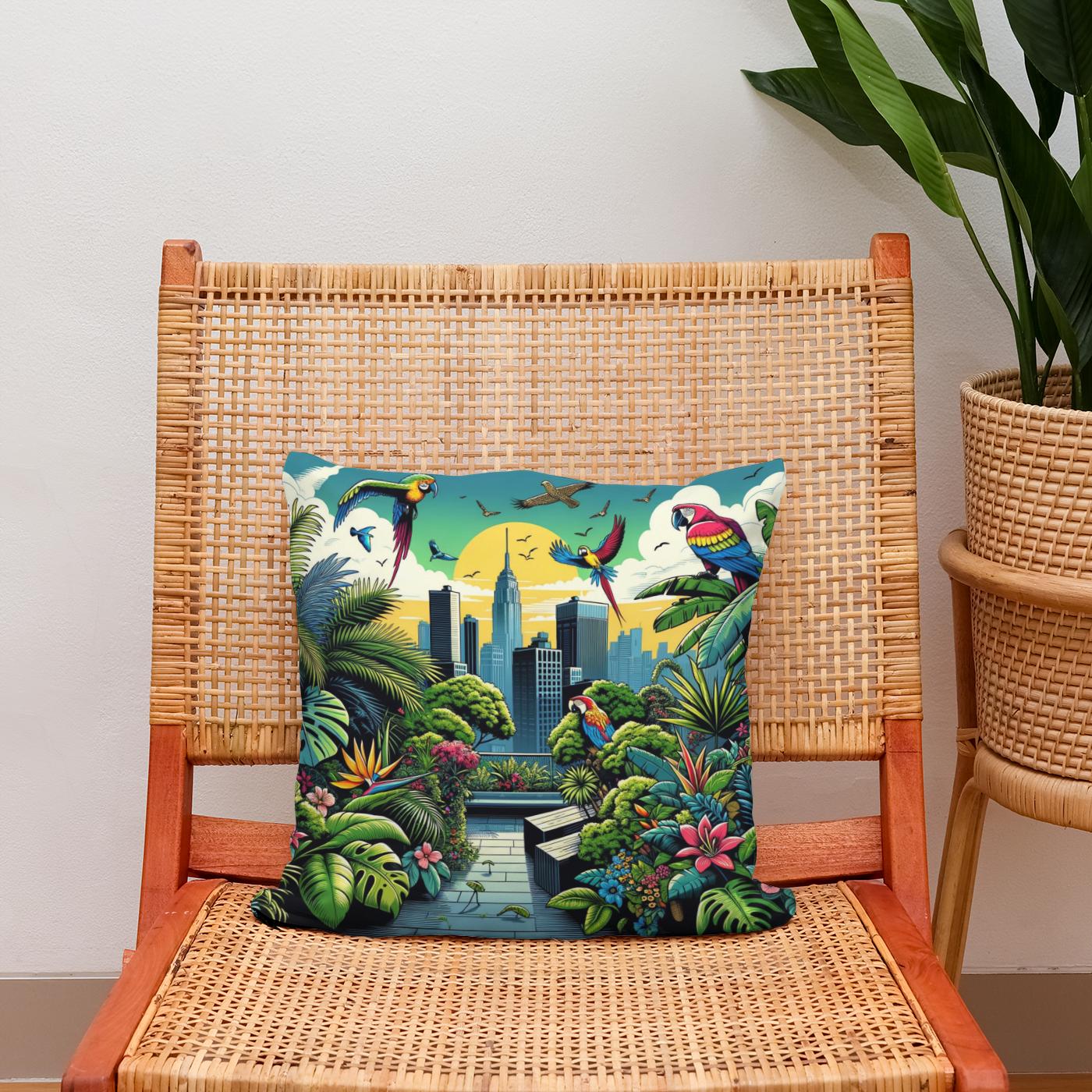 Urban Jungle View Cotton Cushion