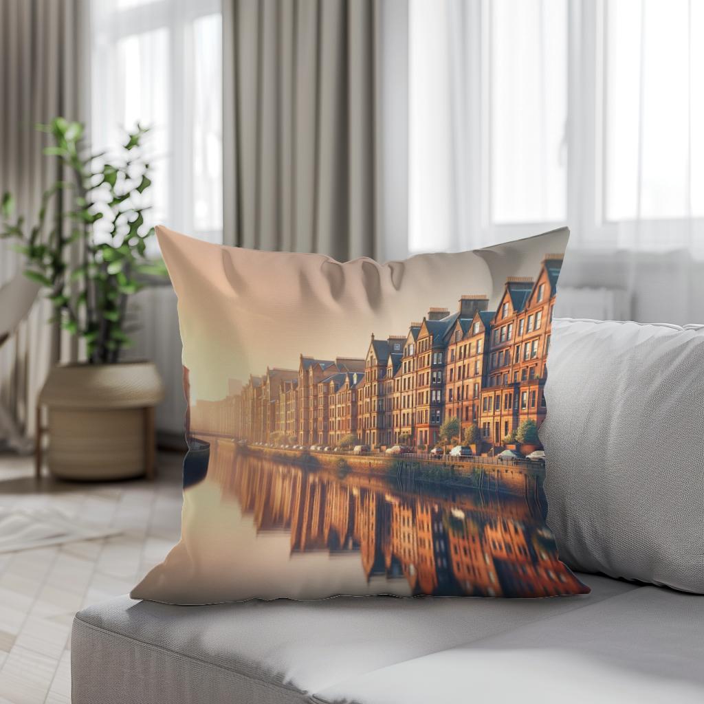 Sunset Serenity Glasgow Cotton Cushion