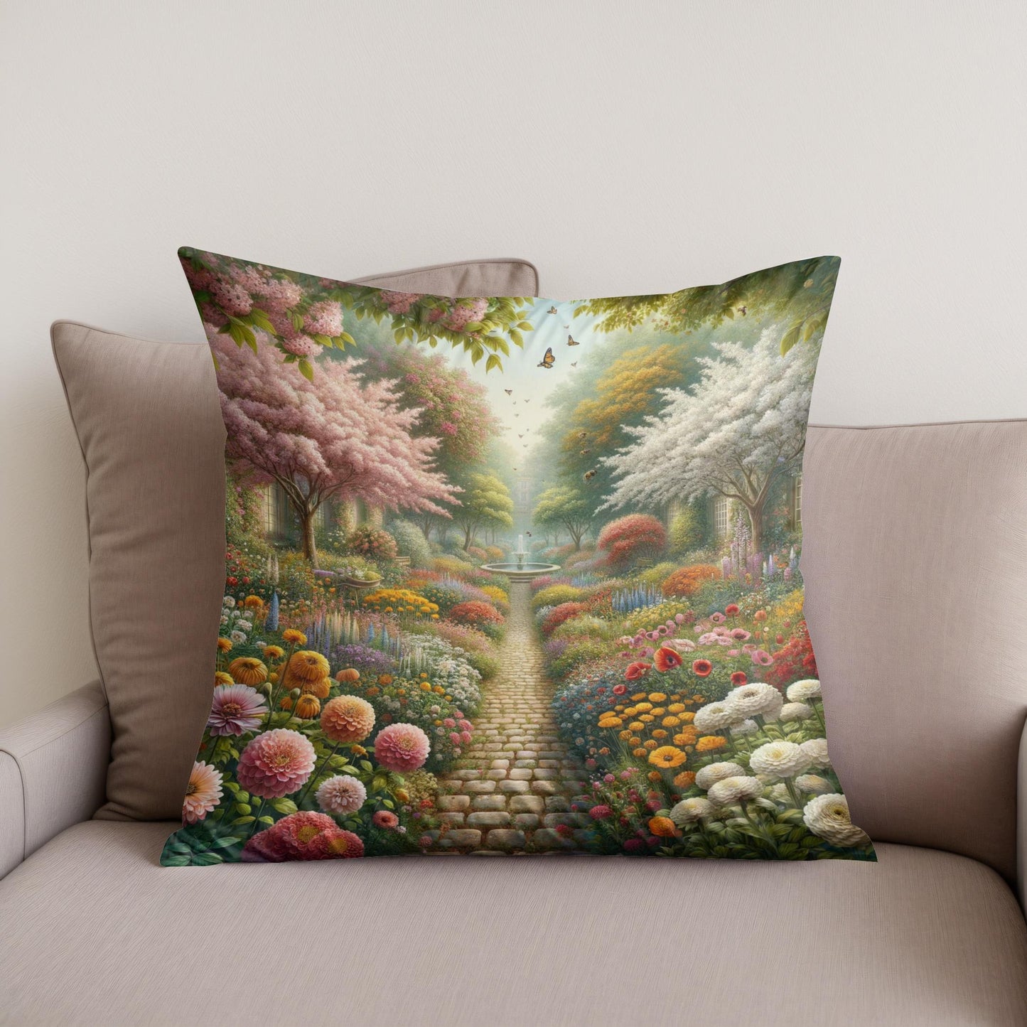 Spring Garden Serenade Cotton Cushion