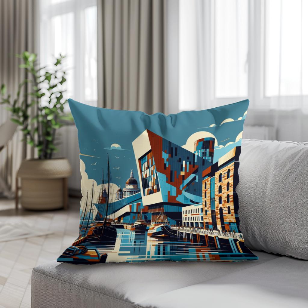 Liverpool Merseyside Maritime Modernism Cotton Cushion